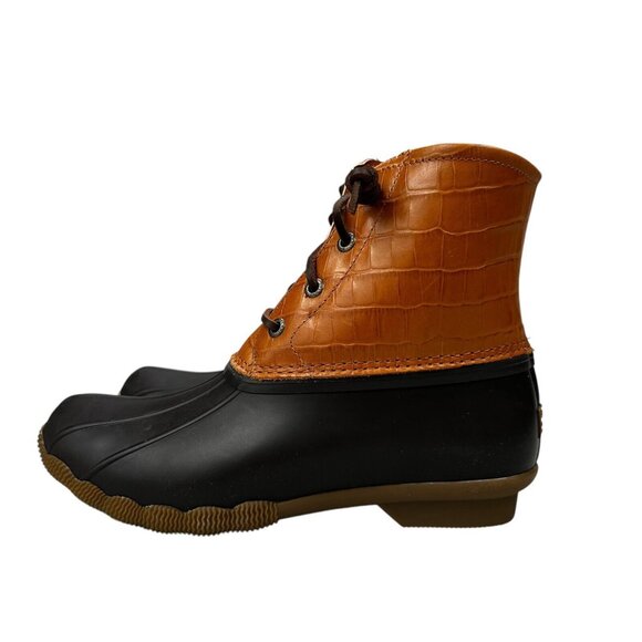 Sperry Top-Sider Saltwater Croc Emboss Tan Duck Boots Women's Sizes 6 - 6.5 M - Picture 3 of 9